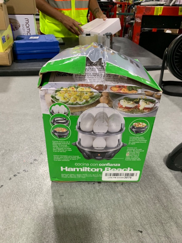 Photo 1 of Hamilton Beach 3-in-1 Electric Egg Cooker for Hard Boiled Eggs, Poacher, Omelet Maker & Vegetable Steamer, Holds 14, Black (25508)