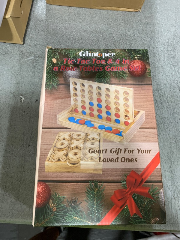 Photo 1 of Glintoper Tic Tac Toe & 4 in a Row Table Games Set - Rustic Decor Wood Strategy Board Games for Families