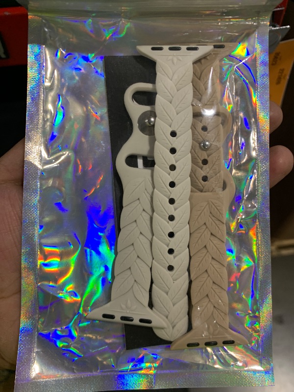 Photo 1 of JR.DM 2 Pack Engraved Silicone-Bands Compatible with Apple Watch Band 38mm 40mm 41mm 42mm 44mm 45mm 46mm 49mm, Slim Feminine Fashion Leaf Waterproof Strap,For iWatch Series 10 9 8 7 6 5 4 3 2 1 Women