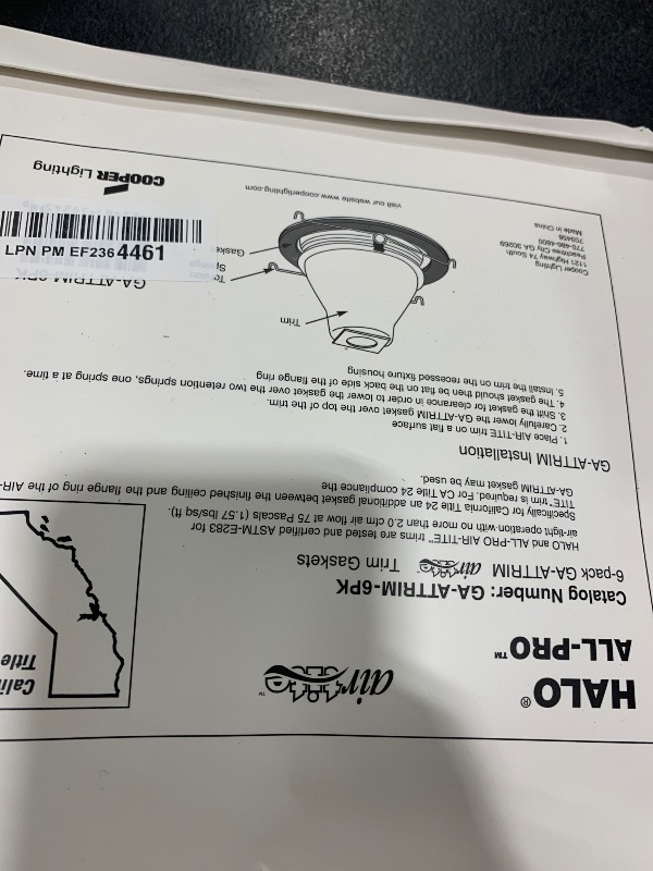 Photo 1 of HALO 6 in. Recessed Ceiling Light Gasket Kit for California Title 24, Aluminum, (GA-ATTRIM-6PK)