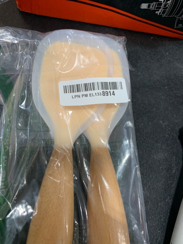 Photo 1 of 2 Pack Silicone Rice Paddle Spoon with Wood Handle, Nonstick Standing Rice Cooker Spatula Kitchen Tool
