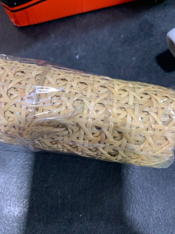 Photo 1 of 14" Width x 3.3 Feet Cane Rattan Webbing Roll for Caning Projects, Cane Webbing Sheet, Natural Pre-Woven Open Mesh Cane for Furniture Chair Cabinet Ceiling Bed Door
