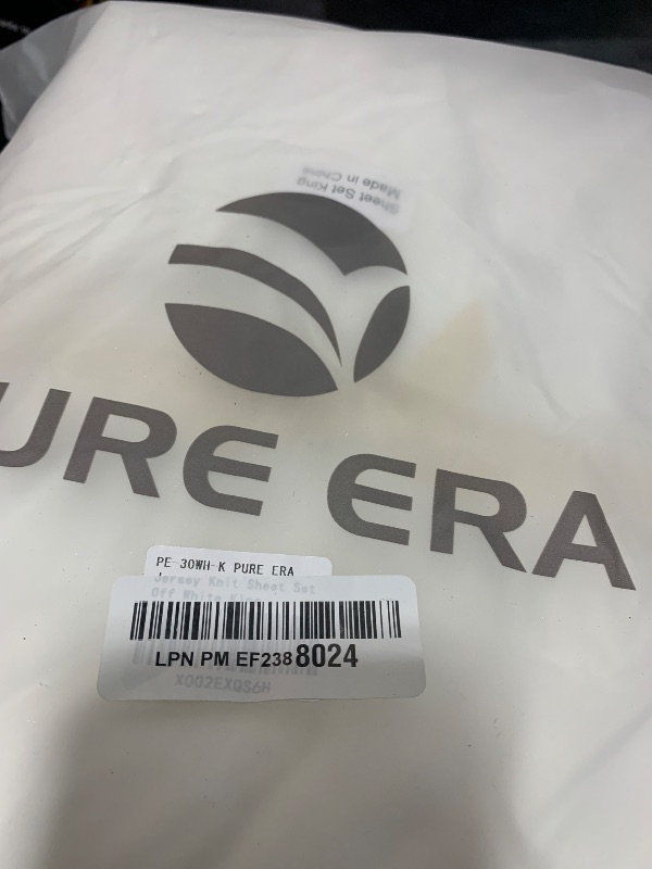 Photo 1 of PURE ERA Jersey Knit 4pc Bed Sheet Set 100% T-Shirt Cotton Super Soft Comfy Breathable Fits Mattress Up to 20" Extra Deep Pocket (Solid Off White, King)