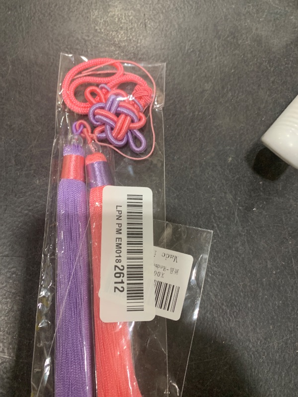 Photo 1 of Handmade Color Block Chinese Knot Charm with Dual Tassels,Traditional Asian Home Decor for Home Wedding Birthday Party, Gift for Friends, Festival and Daily Luck. (Pink &Light Purple)