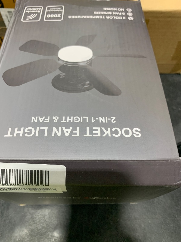 Photo 1 of aupuslite 20" Socket Fan Light with Remote, 30W 2000 Lumens, 3 Colors 3000-6000K Screw in E26 Base Ceiling Fans 6 Speed Wind Light Bulb Fan for Bedroom, Living Room, Kitchen, Laundry Room, Garage