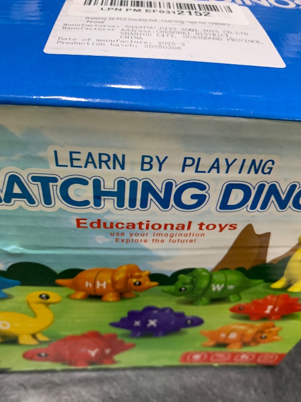 Photo 1 of Walenty 26PCS Dinosaur Alphabet Learning Toys for Toddlers Kids 3-5, Montessori Educational Toys Gifts for 3 4 5 Year Old Boy Girl, Preschool Learning Activities, Double Sided ABC Matching Game