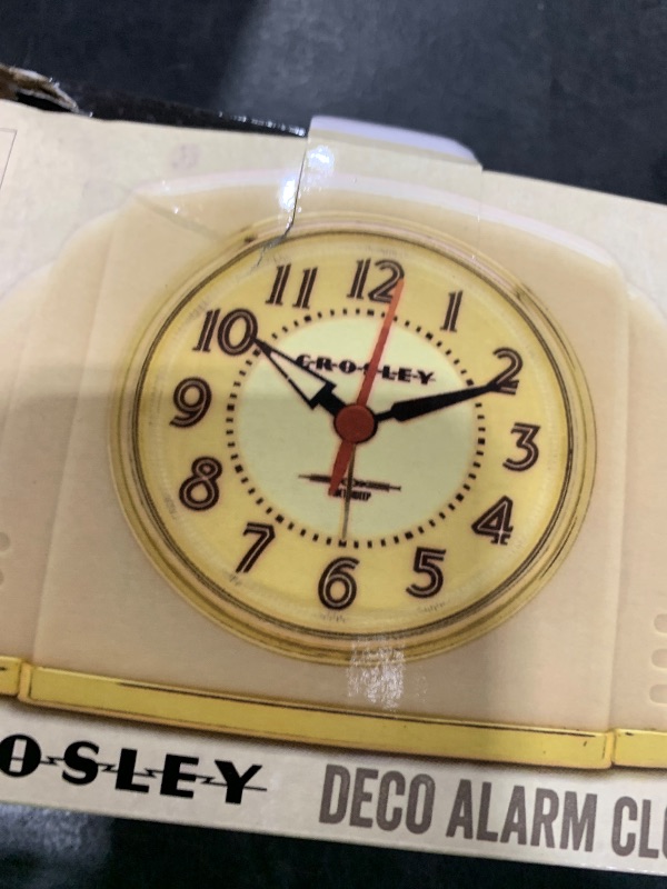 Photo 1 of Timelink Crosley Vintage Art Deco Analog Alarm Clock, Quiet Sweep Non-Ticking, Automatic Dimmable Smart Light, Simple Controls, (Ivory)