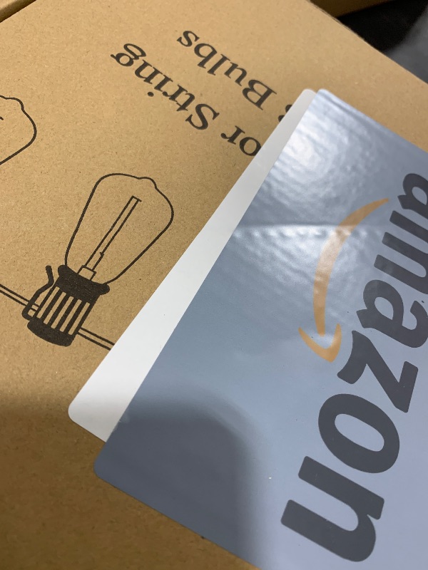 Photo 1 of Brightever LED Outdoor String Lights 100FT Patio Lights with 52 Shatterproof ST38 Vintage Edison Bulbs, Outside Hanging Light Waterproof for Porch, Deck, Garden, Backyard, Balcony, Dimmable 2700K