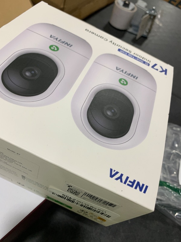 Photo 1 of INFIYA 2K Security Camera Indoor-360 Cameras for Home Security and One-Tap Call, Elderly/Cat/Baby/Nanny, Motion Alert, Intelligent Tracking, 2.4GHz WiFi Only, Work with Alexa/Google Home, K7 2Pack