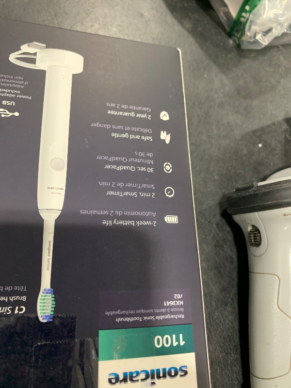 Photo 1 of PHILIPS Sonicare 1100 Power Toothbrush, Rechargeable Electric Toothbrush, White Grey HX3641/02