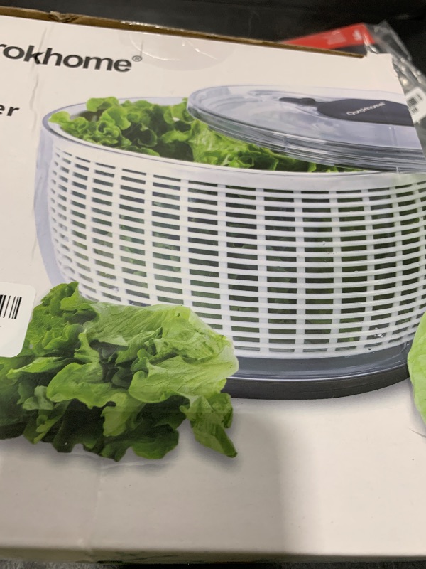 Photo 1 of Ourokhome Salad Spinner Lettuce Dryer, One-handed Easy Press Large Vegetable Dryer Salad Mixer with Comfortable and Retractable Pusher and Brake Button for Greens, Herb, Berry, Fruits, 3.8 QT, Black