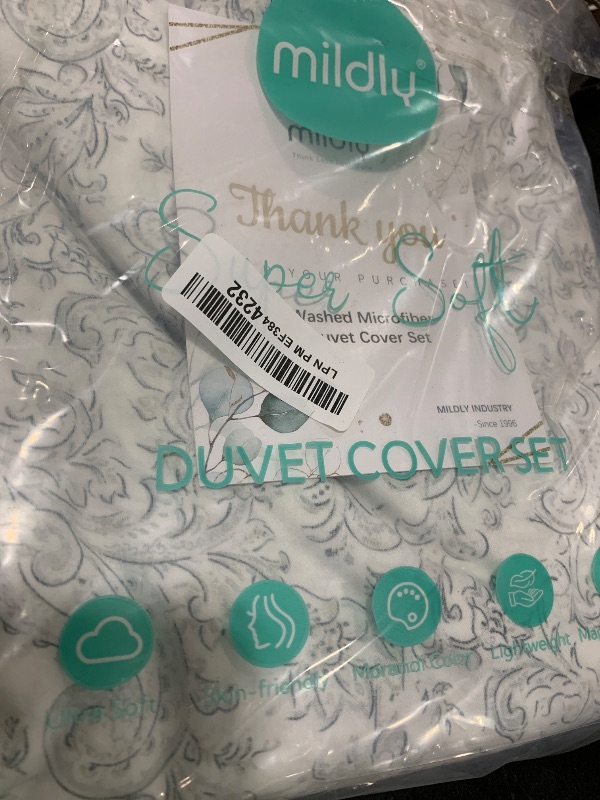 Photo 1 of MILDLY Super Soft Duvet Cover - 100% Washed Microfiber October Mist Sage Comforter Cover Set 3 Pieces with Zipper Closure & Corner Ties (No Comforter)