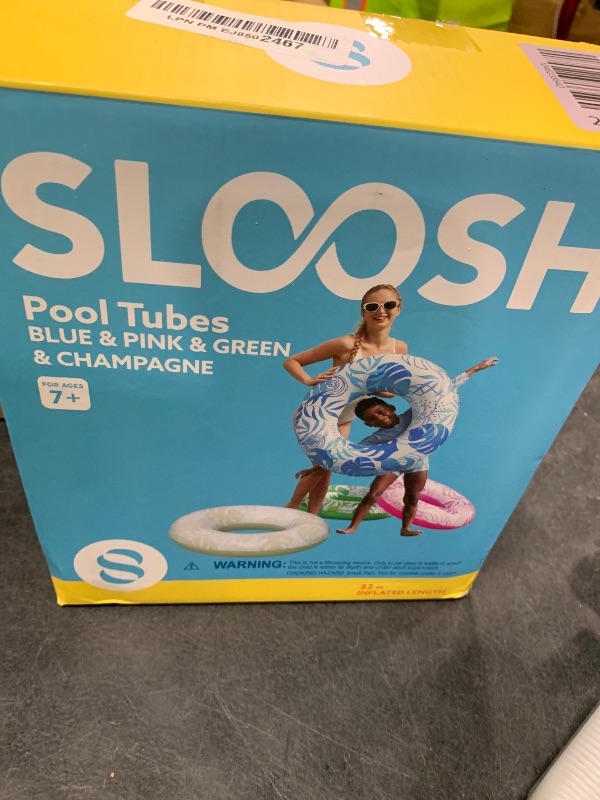 Photo 1 of SLOOSH 4 Pack Pool Floats, Pool Tube for Kids Swim Rings Inflatable Tubes, Tropical Leaves Floatie Ring Water Toys for Swimming, Summer Beach Party