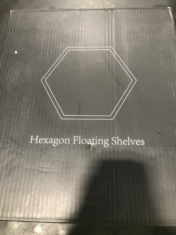 Photo 1 of Hexagon Shelves for Wall,Hexagon Floating Shelf Set of 5,Honeycomb Shelves Octagon Hanging Cube Rustic Wood Wall Mounted for Living Room Bedroom Kitchen Bathroom Office Home Decor?Carbonized Brown?
