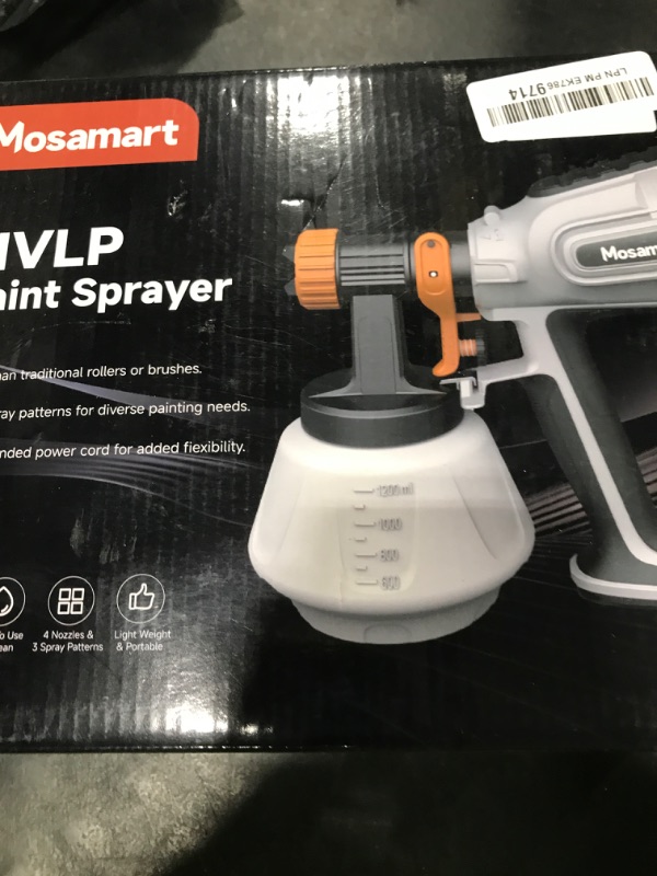 Photo 1 of Mosamart Paint Sprayer for House Painting 1000W HVLP Electric Spray Gun with 4 Nozzles and 3 Patterns,1200ml for Furniture, Cabinets, Fence, Walls, Door, Garden Chairs.
