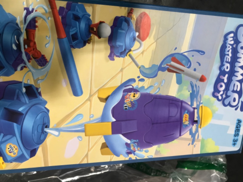 Photo 1 of 4-in-1 Water Sprinkler Baseball Toy, Water-Spraying Rocket, Water Baseball Game, Rocket Launch Game, Spinning Water Sprayer Outdoor Summer Toys for Boys Girls Outside Water Game Toys for Kids 3-12