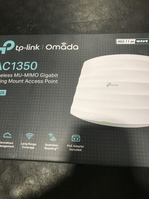 Photo 1 of TP-Link EAP225 Omada AC1350 Gigabit Wireless Access Point Business WiFi Solution w/ Mesh Support, Seamless Roaming & MU-MIMO PoE Powered SDN Integrated Cloud Access & Omada App White