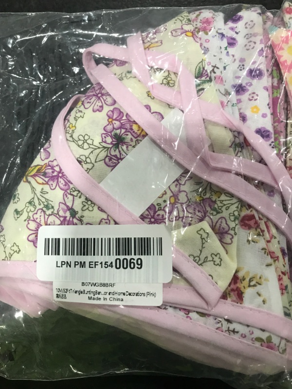 Photo 1 of 10M/32Ft Triangle Bunting Banner, 36 Pcs Cotton Fabric Flags Pennant Garlands for Birthday Party, Wedding, Baby Shower, Outdoor and Home Decorations (Pink)