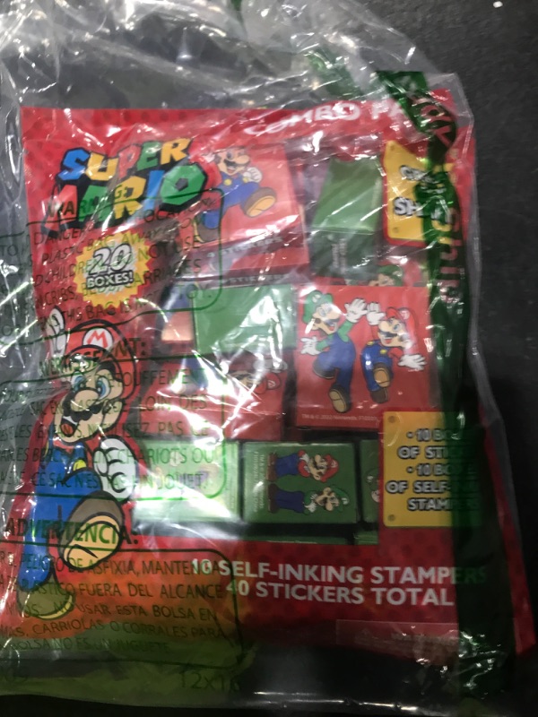 Photo 1 of Super Mario Party Favors for 20 Guests Bundle ~ 20 Pieces Mario Favor Boxes with Stickers and Stampers for Kids Birthday Party | Mario Party Supplies and Decorations