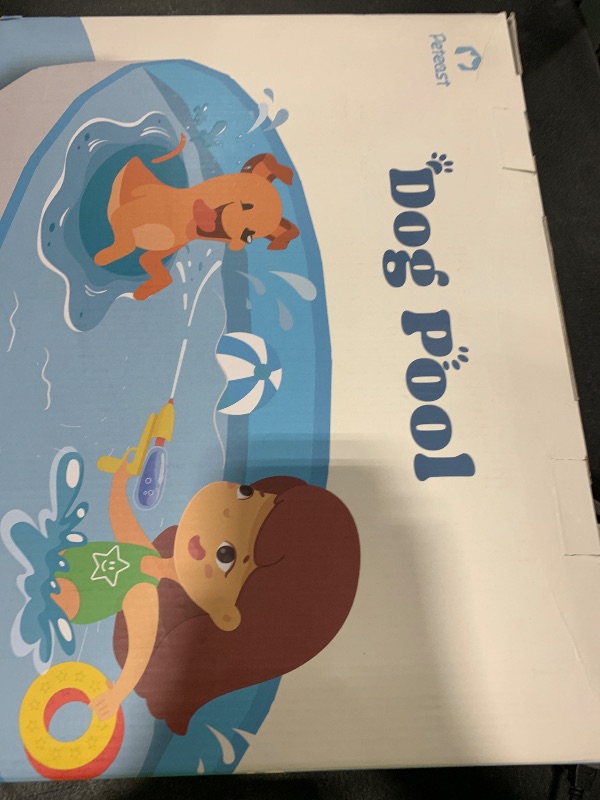 Photo 1 of Peteast Foldable Dog Pool with Sturdy Round Design, Extra Large Portable Pet Bathtub, Durable 64" Diameter Portable Design for Backyard & Indoor Use (Includes 2 Flying Disks)