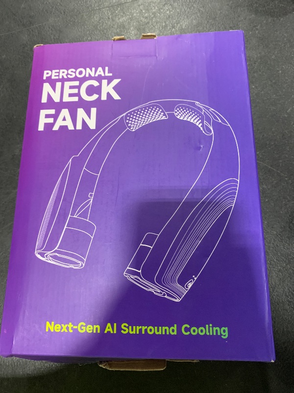 Photo 1 of AI Portable Neck Fan with 6 Powerful Speeds, 8000mAh Battery Operated USB-C Rechargeable Fan, Hands-Free 360° Cooling Neck Fan,Ultra-Quiet Personal Fan for Women Men Office Travel(Orange-Blue)