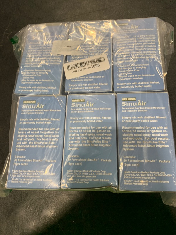 Photo 1 of SinuAir Sinus Rinse Salt Solution - Saline Powder for SinuPulse System, Neti Pot Flush, Nasal Wash Squeeze Bottle, & Nose Irrigation, Enhanced Formulation & Cleaning for Sinuses, 180 Packets