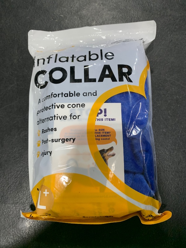Photo 1 of BENCMATE Inflatable Dog Cone Collar Alternative, Soft Dog Cone for Small Medium Large Dogs and Cats, Neck Recovery ECollar Donut Collar After Surgery (Large+, Blue)