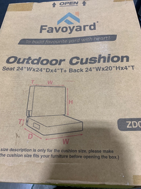Photo 1 of Favoyard Deep Seat Patio Cushion Set 24 x 24 Inch Waterproof Outdoor Chair Cushions for Patio Furniture with Fade Resistant and Removable Cover with Handle & Adjustable Straps for Patio, Yard, Garden