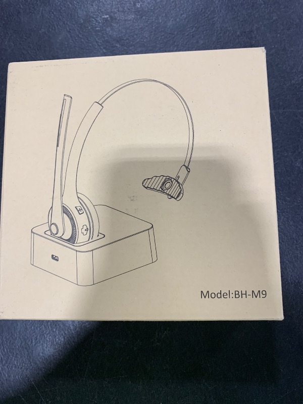 Photo 1 of Trucker Bluetooth Angteela Headset with Microphone, Wireless Cell Phone Headset with Noise Canceling Mic Charging Base Mute Function for Home Office Call Center Skype