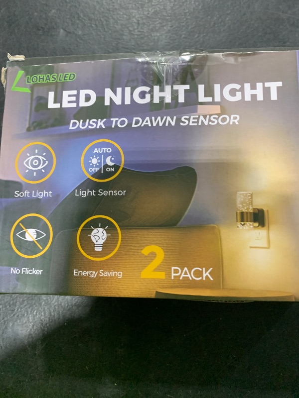 Photo 1 of L LOHAS LED Night Light,Dimmable Night Lights Plug into Wall, 2 Pack Acrylic Nightlight with 0-100 LM Adjustable Brightness, 3000K Plug in Night Light with Dusk to Dawn Sensor, for Bathroom Hallway