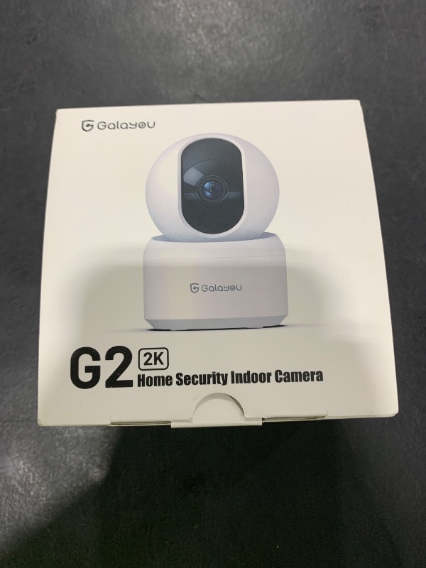 Photo 1 of GALAYOU Indoor Security Camera 2K, Pet Camera, 360 Degree WiFi Home Security Camera for Baby/Elder/Nanny with Night Vision, Siren, 24/7 SD Card Storage, Works with Alexa and Google Assistant G2
