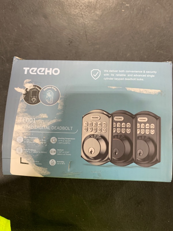 Photo 1 of TEEHO TE001 Keyless Entry Door Lock with Keypad - Smart Deadbolt Lock for Front Door with 2 Keys - Auto Lock - Easy Installation - Matte Black