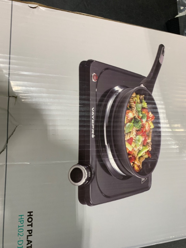 Photo 1 of Vayepro Hot Plate, 1500W Portable Electric Stove, Single Electirc Cooktop,Portable Burner for Cooking, Cooktop for Dorm Office Home Camp, UL Listed,Compatible with All Cookware