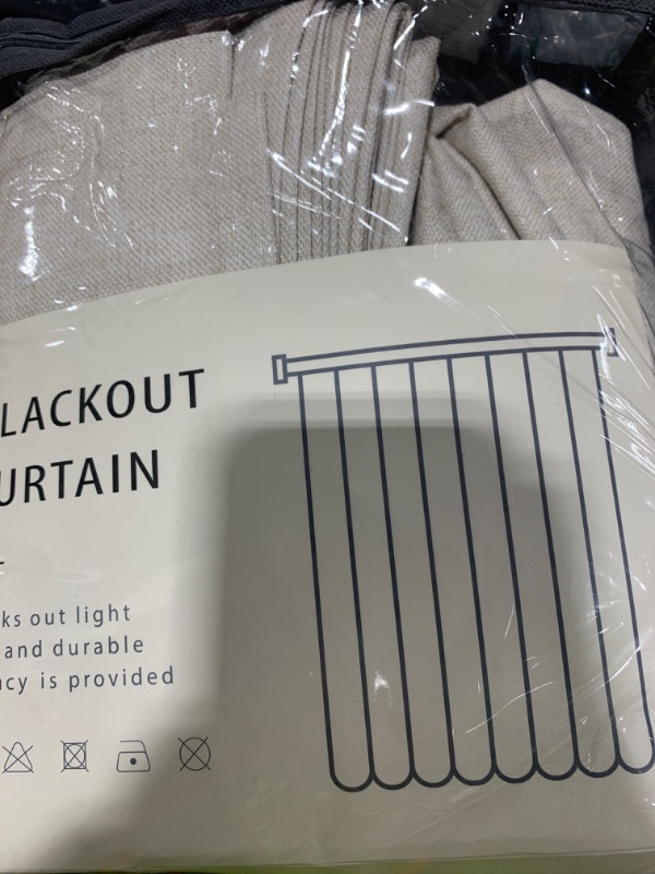 Photo 1 of 100% Blackout Shield Linen Blackout Curtains for Bedroom 84 Inches Long, Back Tab/Rod Pocket Living Room Drapes, Thermal Insulated Blackout Curtains 2 Panels Set, 50" W x 84" L, Cream