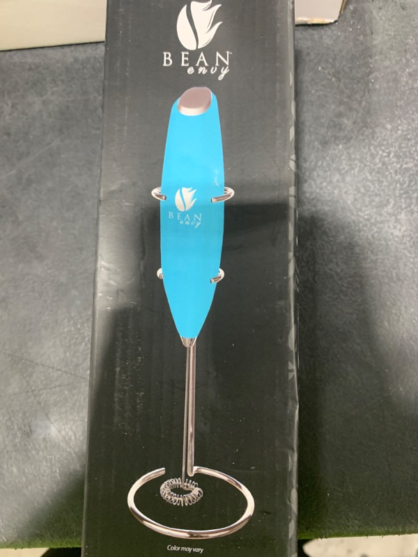 Photo 1 of Bean Envy Milk Frother Handheld for Coffee - Electric Hand Blender, Mini Drink Mixer Whisk & Coffee Foamer Wand with Stand for Lattes, Cappuccino, Matcha and Hot Chocolate - Kitchen Gifts - Light Blue