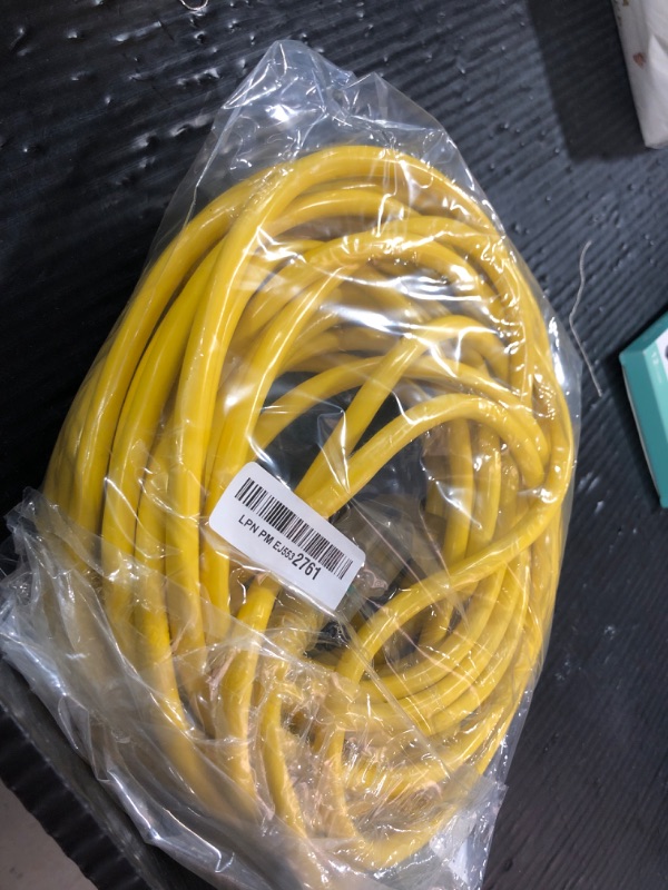 Photo 1 of POWGRN 50 ft 12/3 Outdoor Extension Cord Waterproof Heavy Duty with Lighted Indicator End 12 Gauge 3 Prong, Flexible Cold-Resistant Long Power Cord Outside, 15Amp 1875W SJTW Yellow ETL Listed