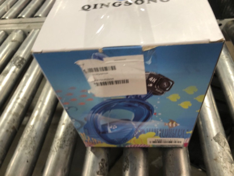Photo 1 of QingSong Kids Snorkel Mask Full Face, Snorkeling Set with Camera Mount, 180 Degree Panoramic View Snorkeling Gear Anti-Fog Anti-Leak