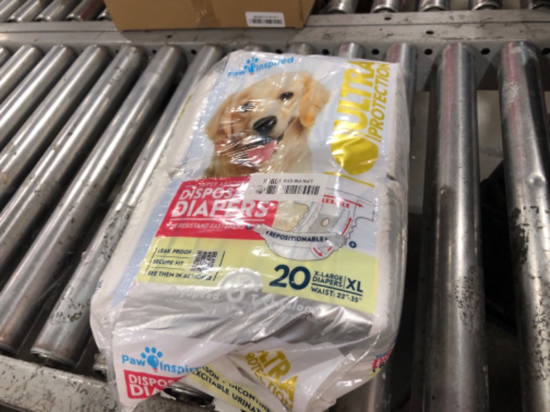 Photo 1 of Paw Inspired 20ct Disposable Dog Diapers | Female Dog Diapers Ultra Protection | Diapers for Dogs in Heat, Excitable Urination, or Incontinence (X-Large)