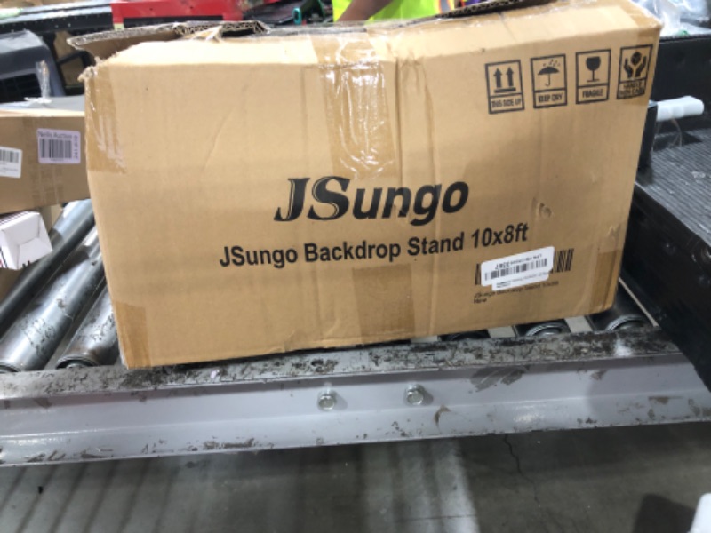 Photo 1 of JSungo 10x8.5 FT Backdrop Stand for Parties, Adjustable Photo Backdrop Stand Kit with Carrying Bag, Portable Background Stand Backdrop for Wedding, Photoshoot, and Photo Studio