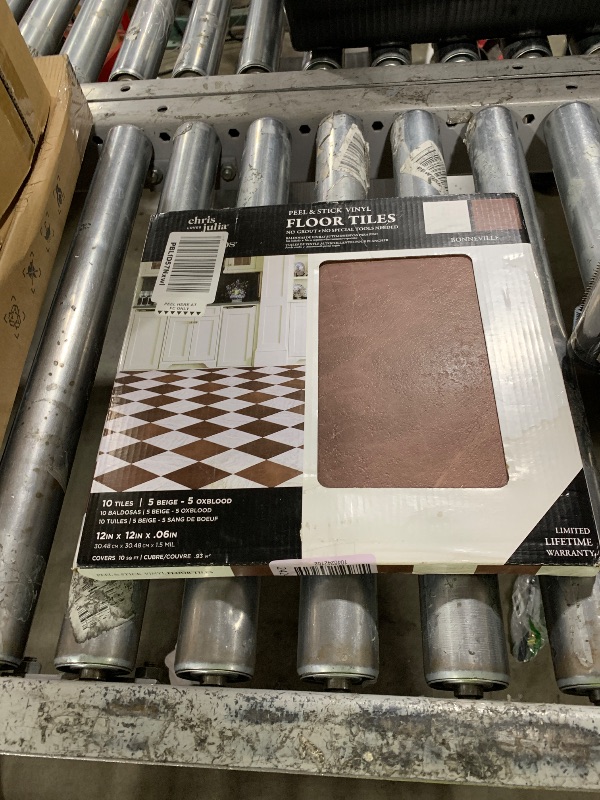 Photo 1 of FloorPops x Chris Loves Julia Bonneville Oxblood Peel and Stick Floor Tiles, FP6333