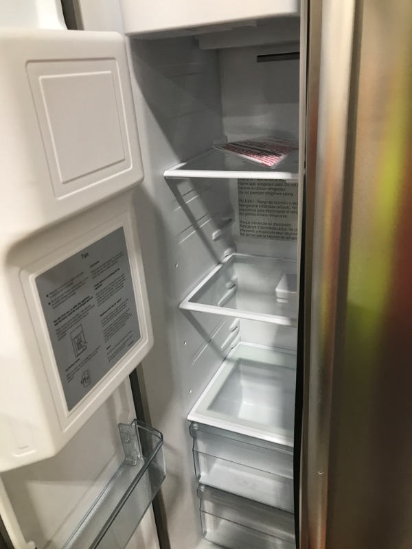 Photo 1 of 35.87 in. 20.01 cu. ft. Side-by-Side Refrigerator with Freezer and Ice Maker Included in Silver



