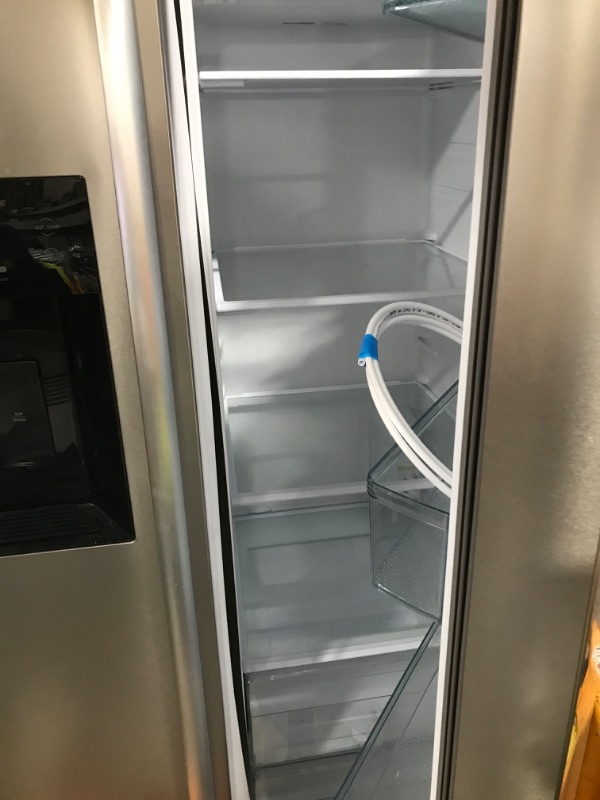 Photo 1 of 35.87 in. 20.01 cu. ft. Side-by-Side Refrigerator with Freezer and Ice Maker Included in Silver


