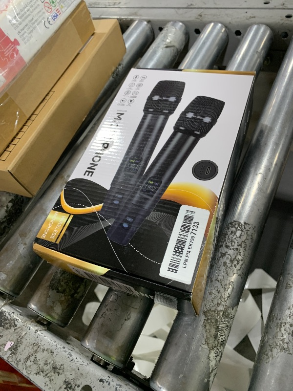 Photo 1 of Wireless Microphones,Metal Microphone with Dual Professional UHF Cordless Dynamic System,Rechargeable Microphone Receiver for Karaoke Singing, Wedding,Party, DJ, Speech, Church, Class Use,240ft
