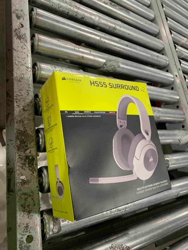 View 2 of Corsair HS55 Surround v2 Multiplatform Gaming Headset – Dolby Atmos – Lightweight – Memory-Foam Leatherette – Omni-Directional Microphone – PC, Mac, PS5/PS4, Xbox Series X|S, Switch, Mobile – White