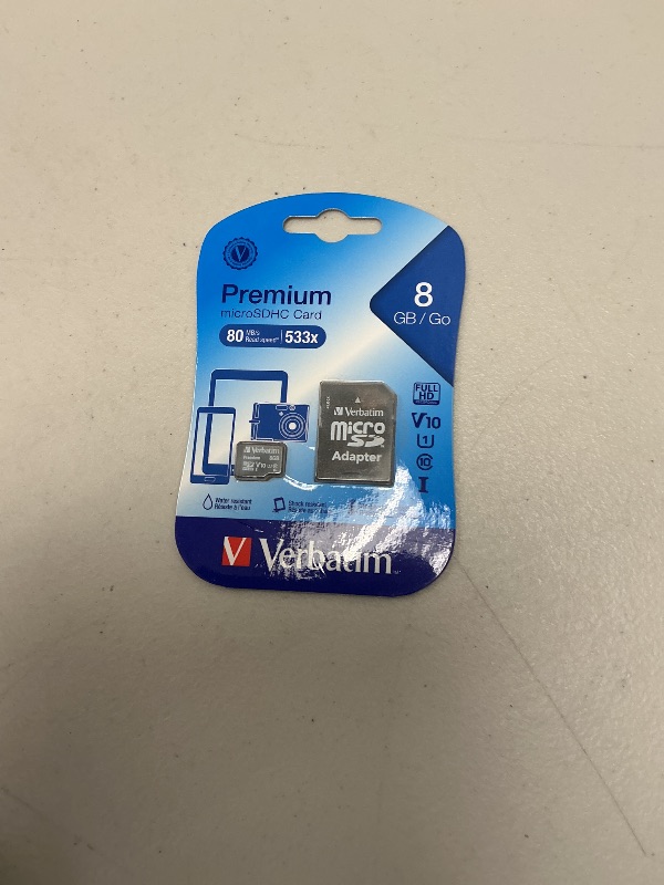Photo 1 of VERBATIM 44081 microSDHC(TM) Card with Adapter (8GB; Class 10))