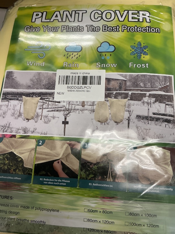Photo 1 of TOFFCAEA Winter Plant Covers Freeze Protection, Frost Blankets for Outdoor Plants with Zipper Drawstring, Tree Protectors Plant Winter Cover Protection (78.7" W x 94.4" H(3 PCS))