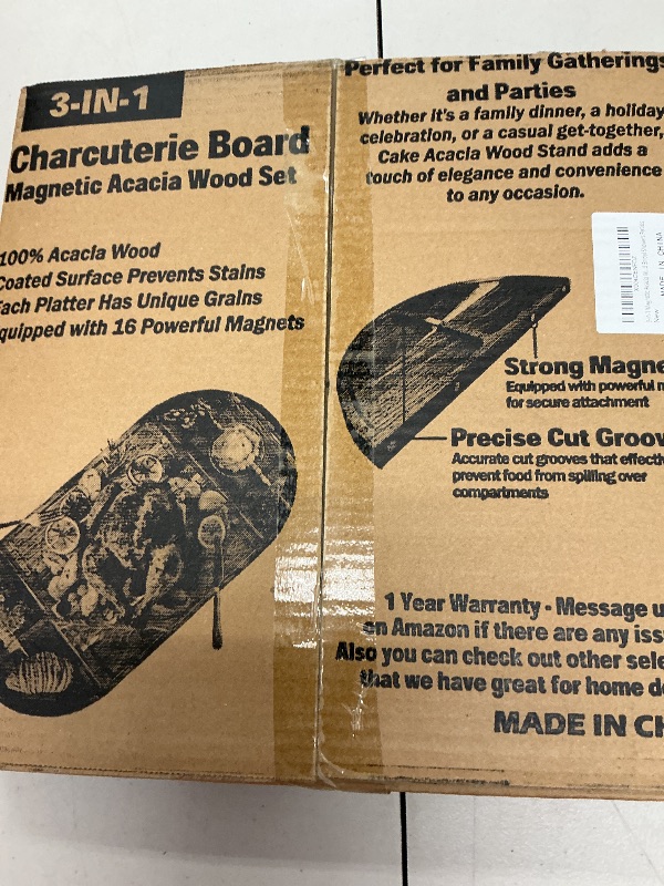 Photo 1 of 3-in-1 Magnetic Acacia Wood Charcuterie Board Set - Extra Large Cheese Board Ensemble - Perfect, Housewarming Gifts, Wedding Gifts, and Bridal Showers Parties