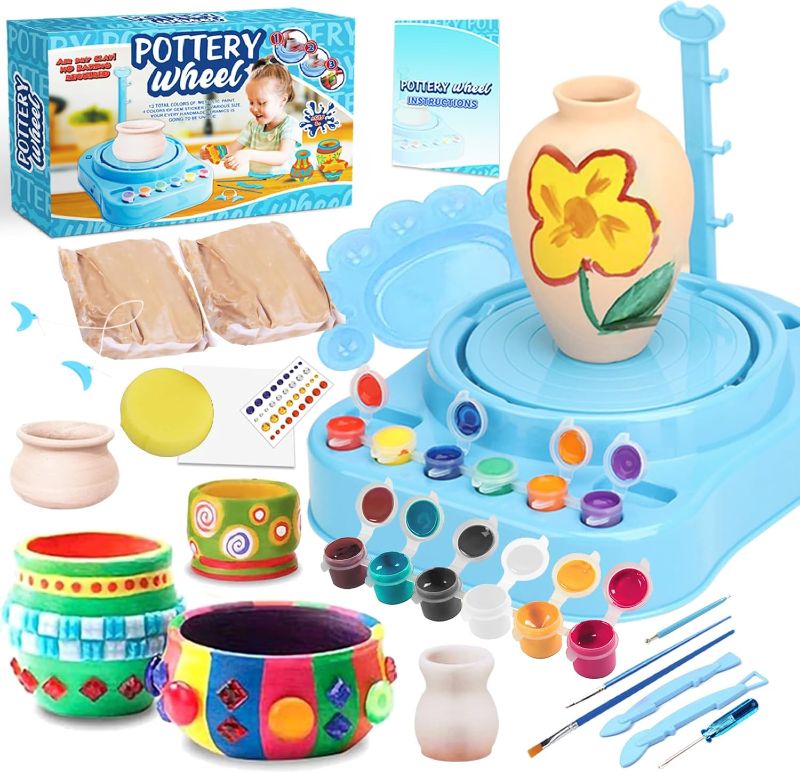 Photo 1 of Insnug Mini Kids Pottery Wheel: Complete Painting Kit for Beginners with Modeling Clay and Sculpting Tools, Arts & Crafts Small Banding Wheel for Pottery, Tiny Pottery Wheel for Kids Age 8-12, 10-13
