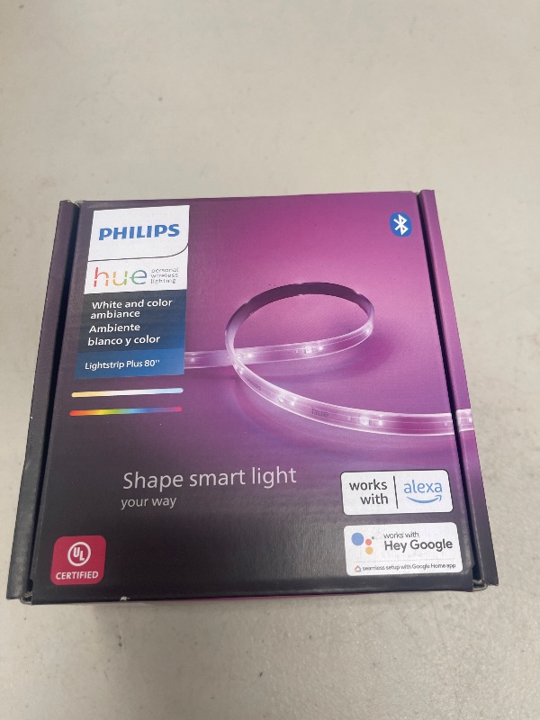 Photo 1 of Philips Hue Indoor 6-Foot Smart LED Light Strip Plus Base Kit - Color-Changing Single Color Effect - 1 Pack - Control with Hue App - Works with Alexa, Google Assistant and Apple HomeKit