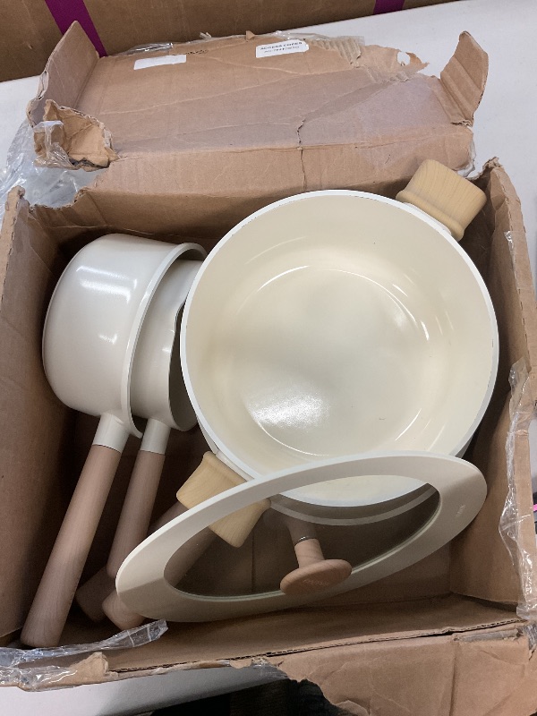 Photo 1 of CAROTE Ceramic Pots and Pans Set Non Stick, Non-Toxic Cookwares, Healthy Ceramic Cookware Set 7Pcs?PFAS/PFOA Free?Kitchen Induction Cooking Sets Dishwasher Safe, Cream